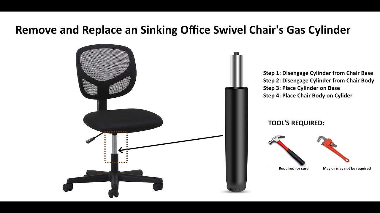 Remove And Replace An Sinking Office Swivel Chair's Gas Cylinder - Youtube in When Your Office Chair Sinks What to Know About Piston Failure