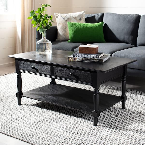 Safavieh Boris 42 In. Black Wood Coffee Table With Drawers Amh5706B ... within Elevate Your Living Room with a Dark Wood Coffee Table Featuring Drawers