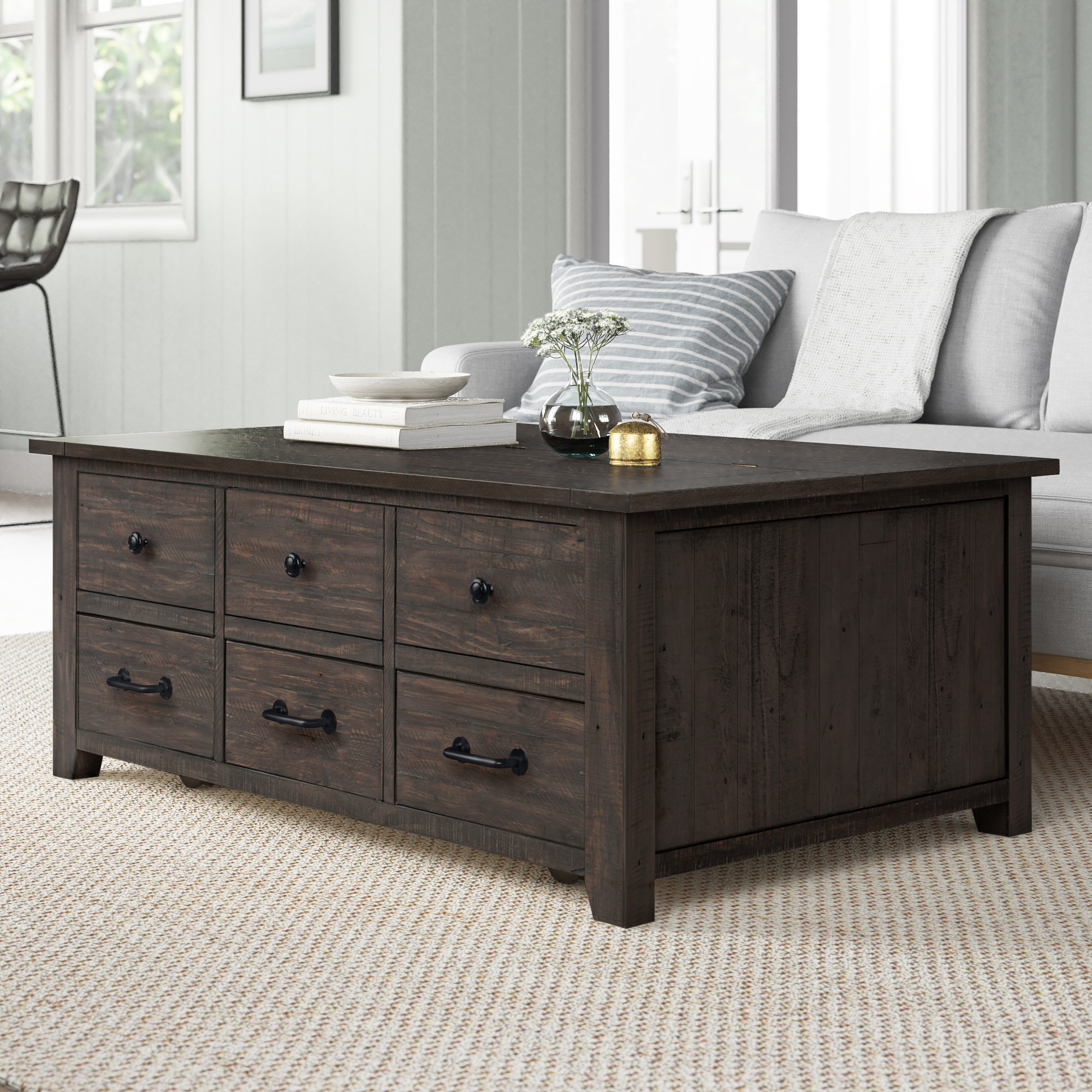 Sand &amp;Amp; Stable Westhoff Solid Wood Lift Top 4 Legs Coffee Table With ... within Discover the Versatility of Solid Wood Lift Top Coffee Tables