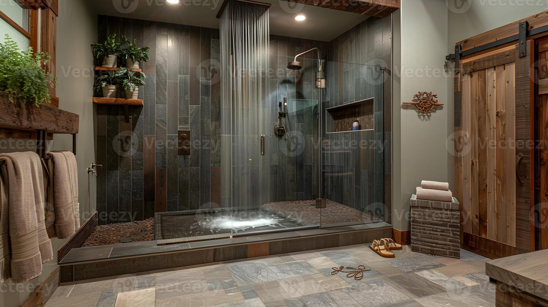 Serene And Luxurious Bathroom Sanctuary With Natural Elements And ... pertaining to Designing a Serene Bathroom Sanctuary, Even Without Natural Light