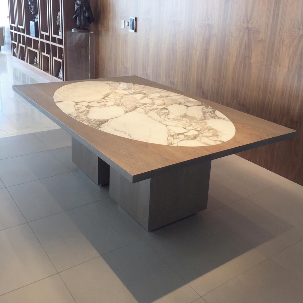 Solid White Oak Dining Table With Inset Carrara Marble - Contemporary ... for Understanding the Nuances of White Oak Dining Table Finishes