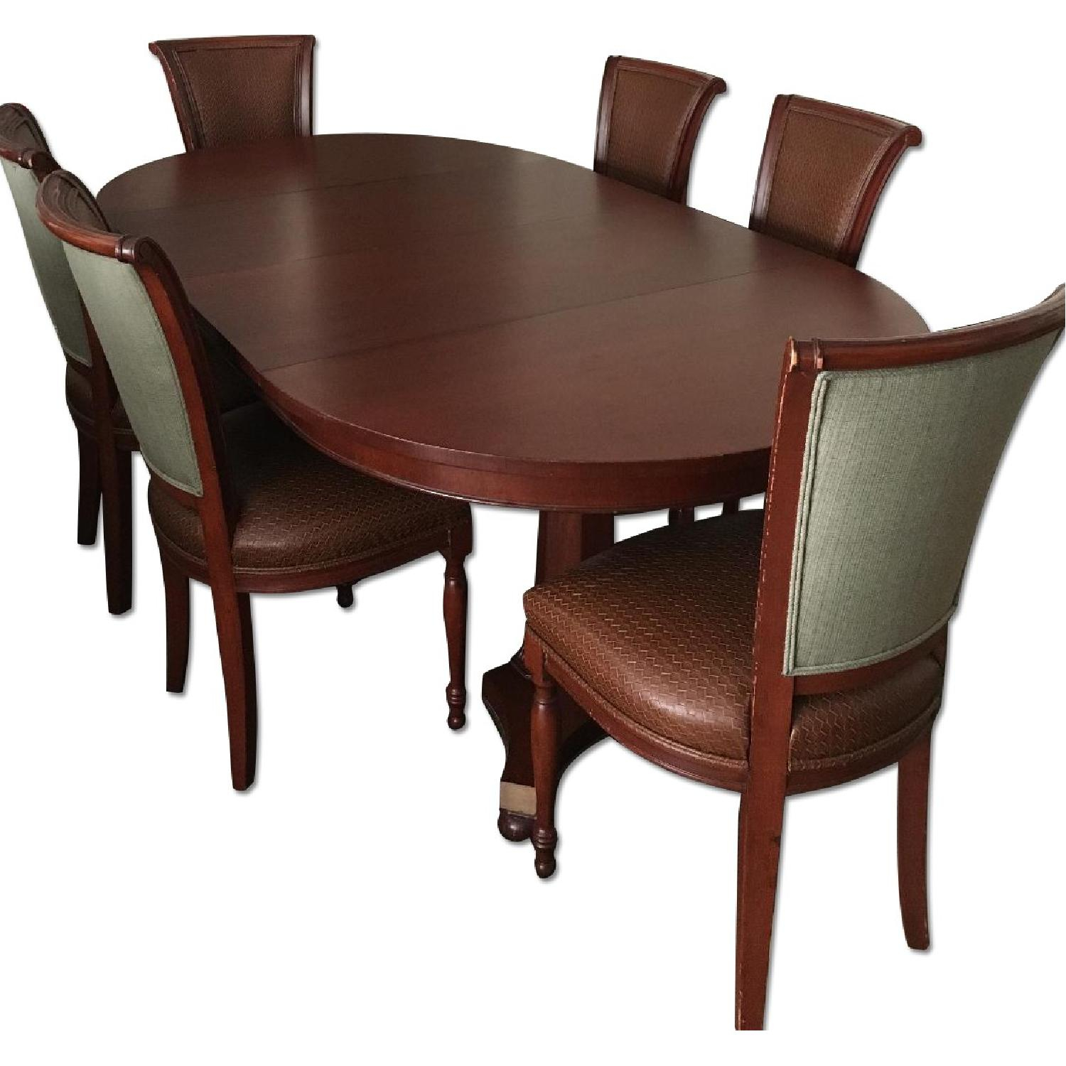 Solid Wood Oval Dining Table W/ 6 Chairs - Aptdeco inside