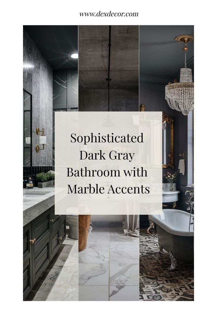 Sophisticated Dark Gray Bathroom With Marble Accents In 2024 | Grey ... with regard to Unlocking the Secrets to a Sophisticated Dark Bathroom Oasis