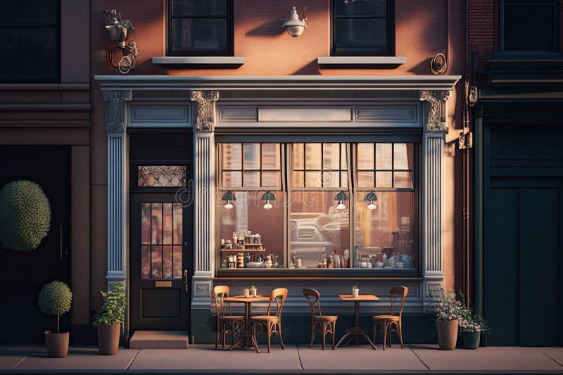 Stylish Cozy Restaurant With Outdoor Tables Concept. Generative Ai ... with