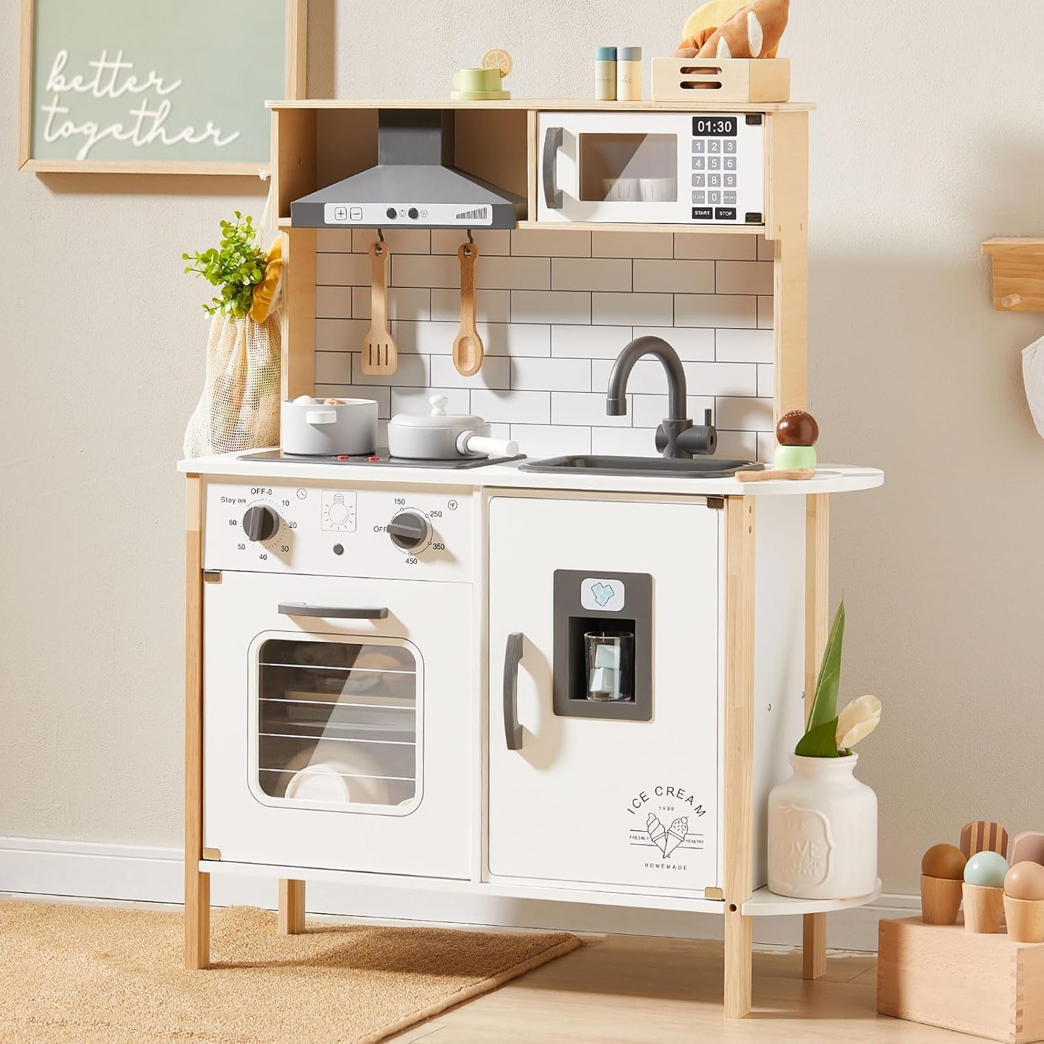 Tiny Land Play Kitchen For Kids, Wooden Kids Play Kitchen Playset Chef ... intended for
