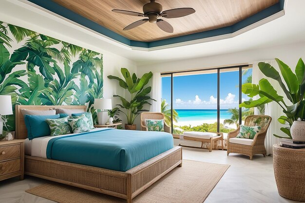 Tropical Paradise Bedroom Oasis | Premium Ai-Generated Image within Creating Your Personal Tropical Oasis A Guide to Bedroom Design