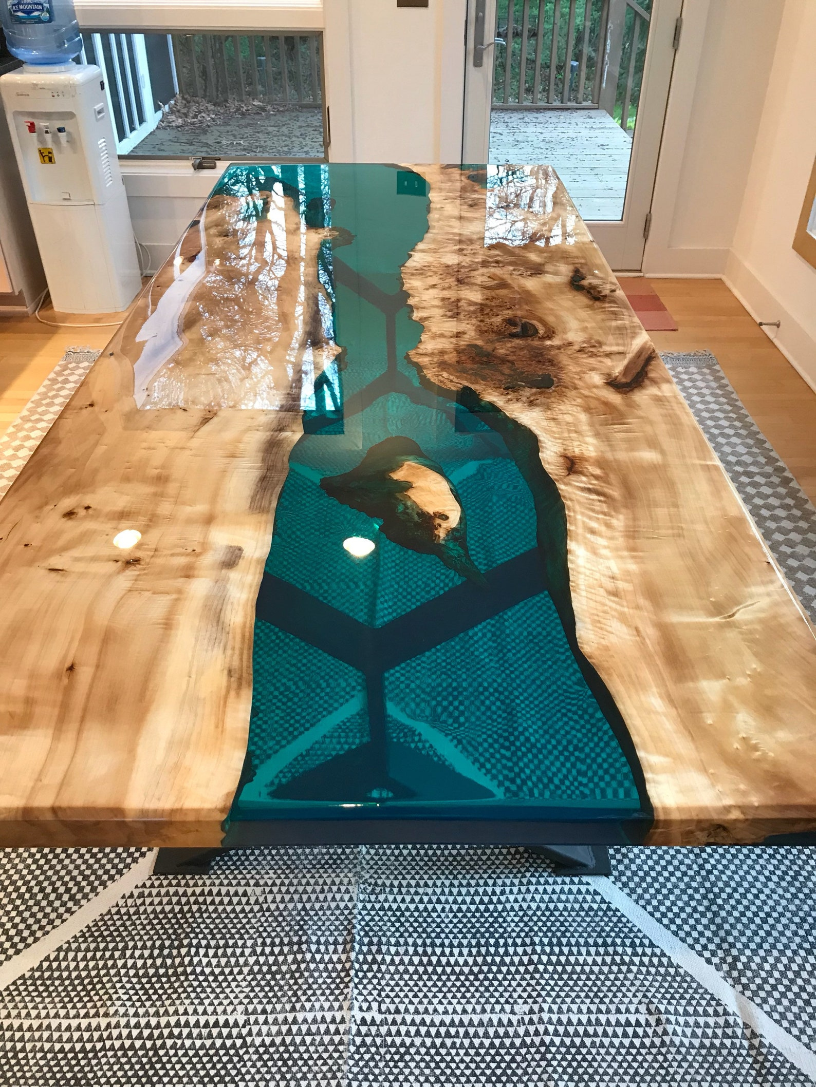 Turquoise Resin River Dining Table - Etsy inside