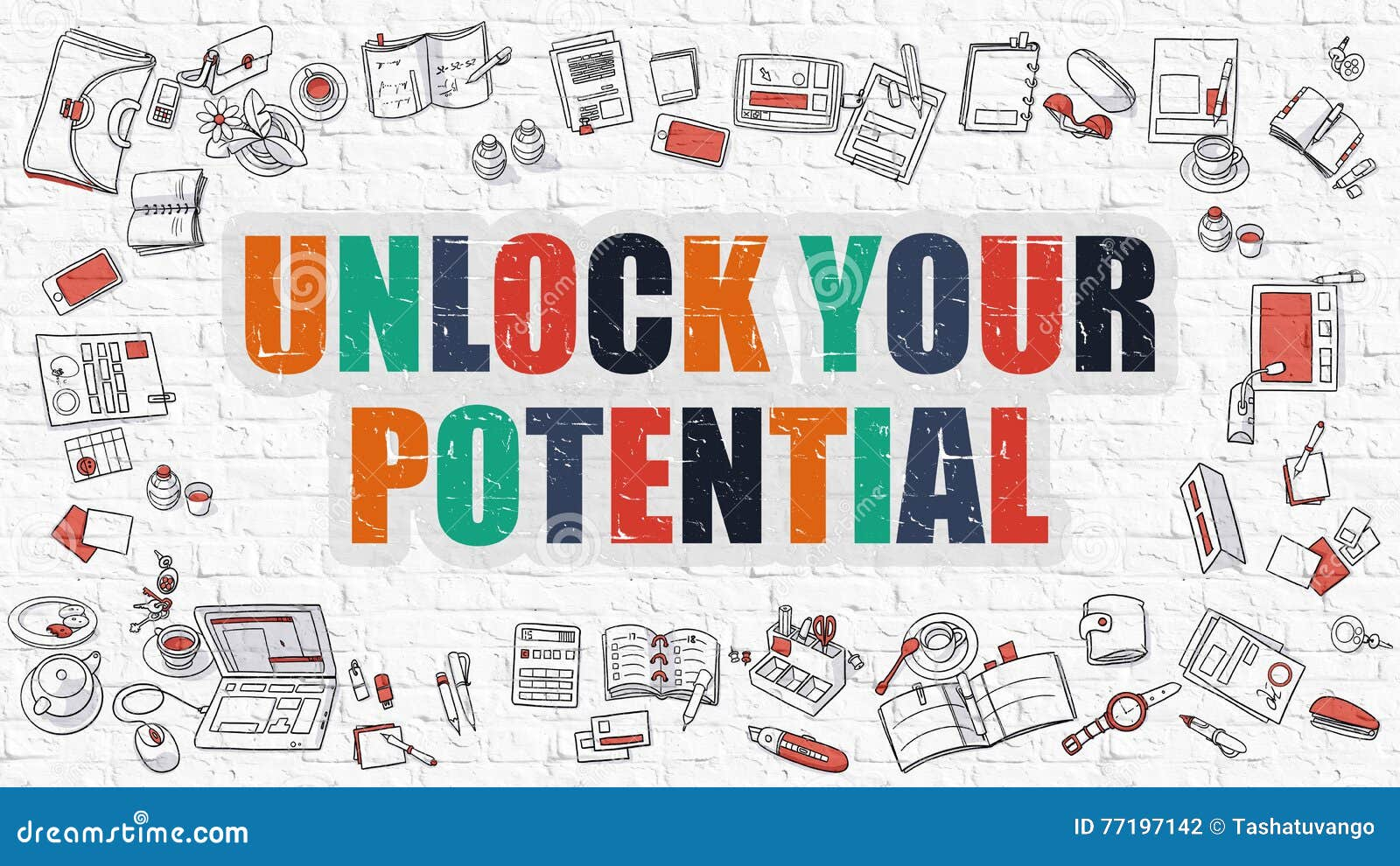 Unlock Your Potential Concept With Doodle Design Icons. Stock ... intended for