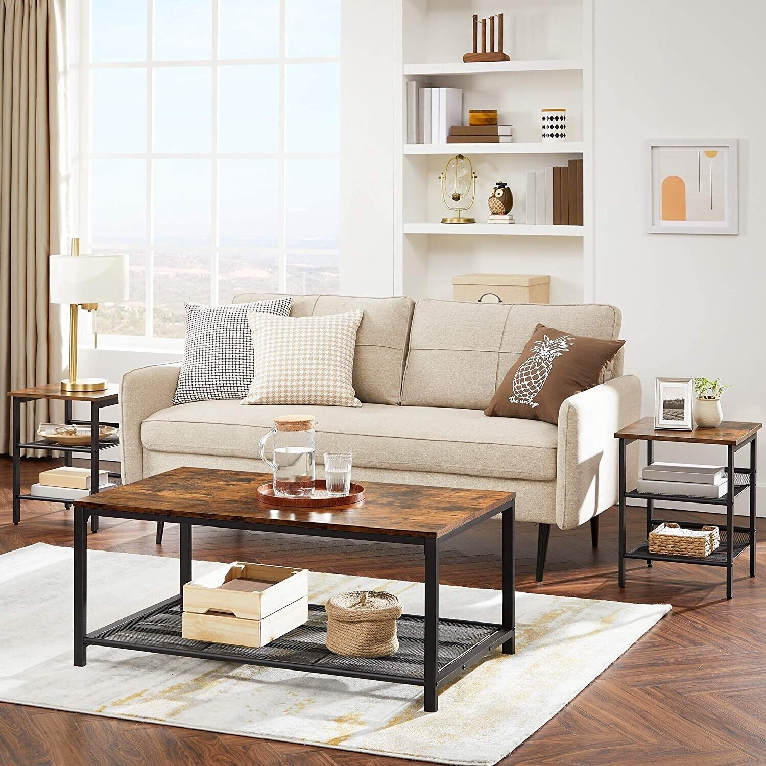 Vasagle Wood Coffee Table Living Room Wooden With Storage Space Shelf ... intended for Living Spaces Wood Coffee Table