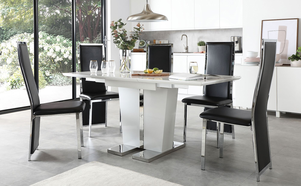 White High Gloss Extending Dining Table - Cooperstuart inside