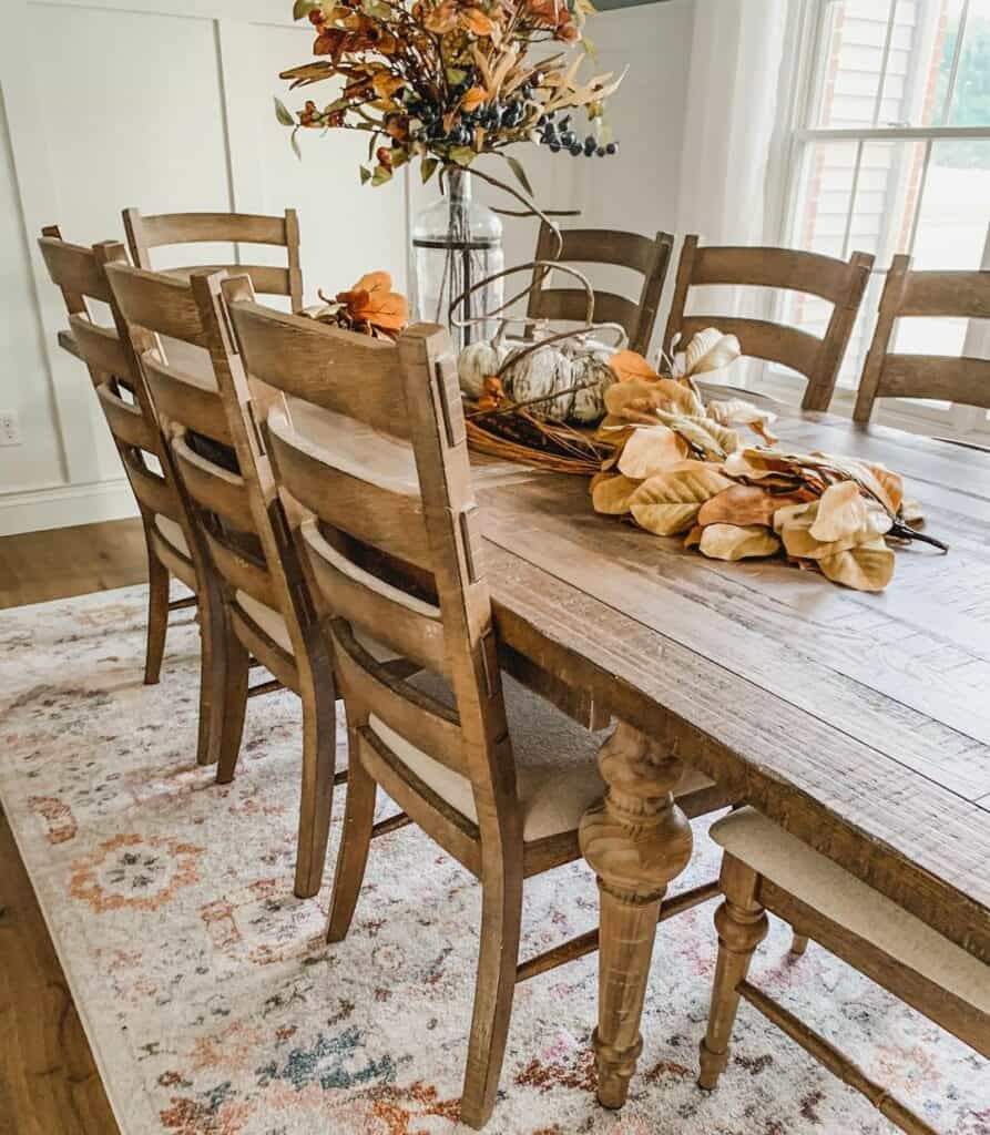 Wood Dining Table With Autumn Centerpiece - Soul &amp;Amp; Lane with regard to From Raw Wood to Dining Room Centerpiece Expert Tips for an Unfinished Table