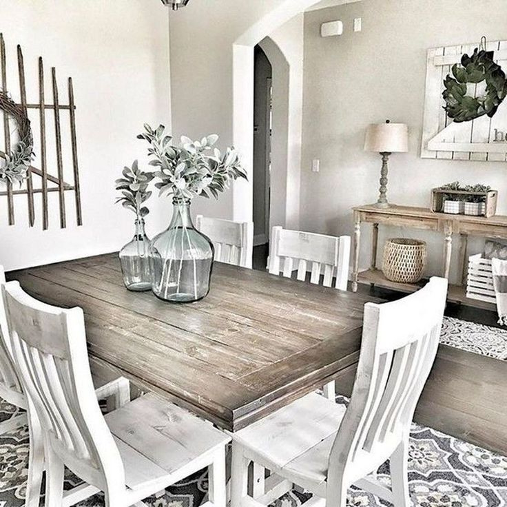 30+ Rustic Farmhouse Dining Room Design Ideas | Farmhouse Dining Room ... with regard to Dining Room Table Decor Ideas Farmhouse