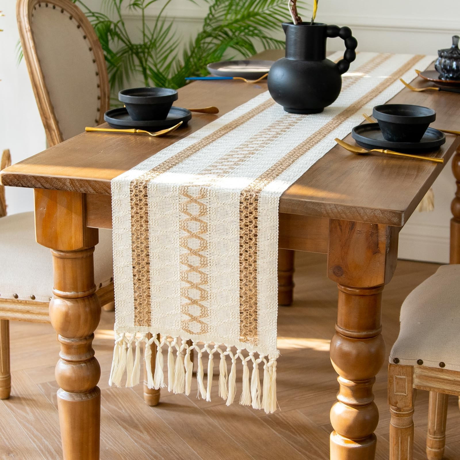 Amazon.com: Kinbosd Boho Table Runner 72 Inchs Long Rustic Farmhouse ... intended for Creating Sustainable Exercise Routines for Busy Lives