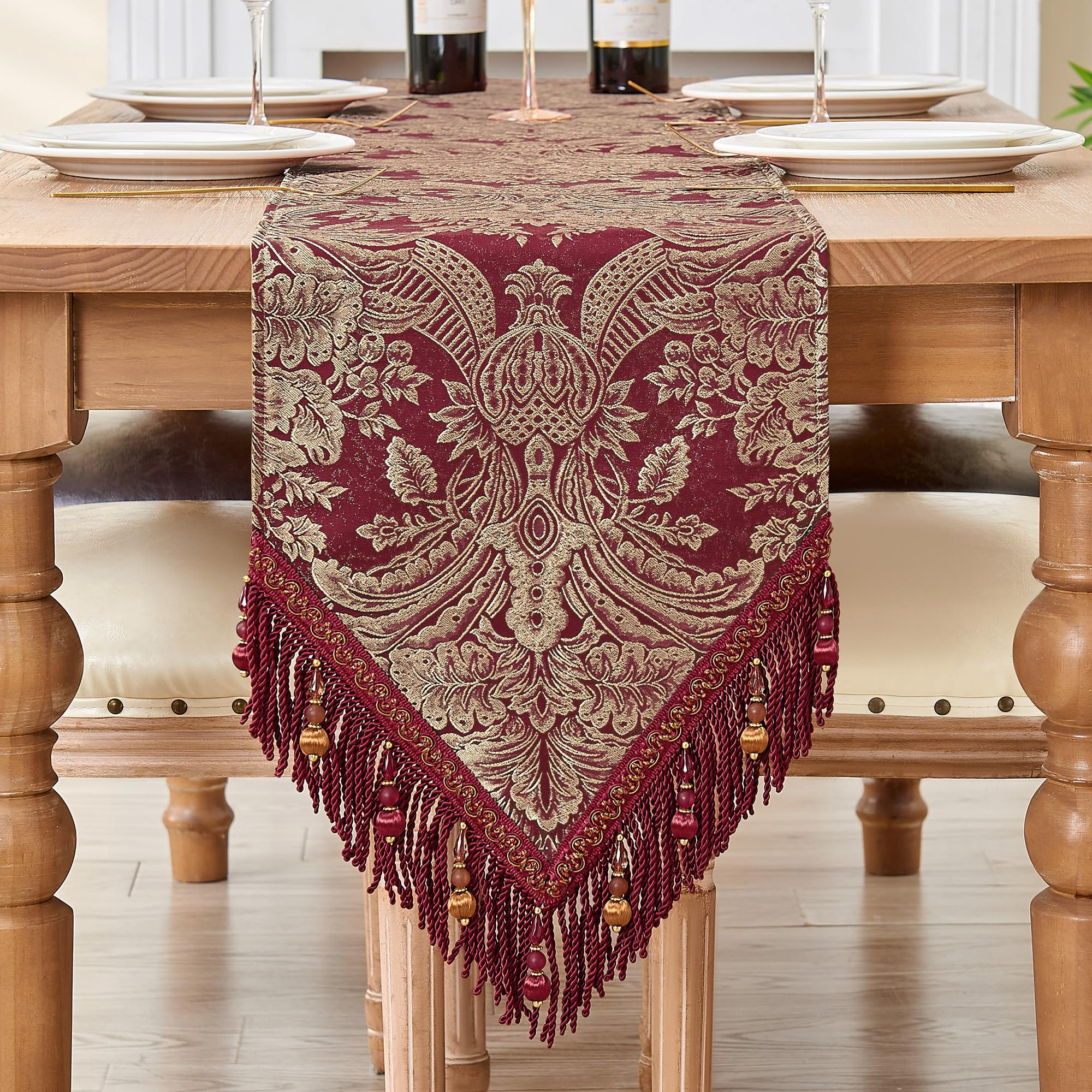 Amazon.com: Loom And Mill Luxury Table Runner 90 Inches Long, Classic ... within Runner For Dining Room Table