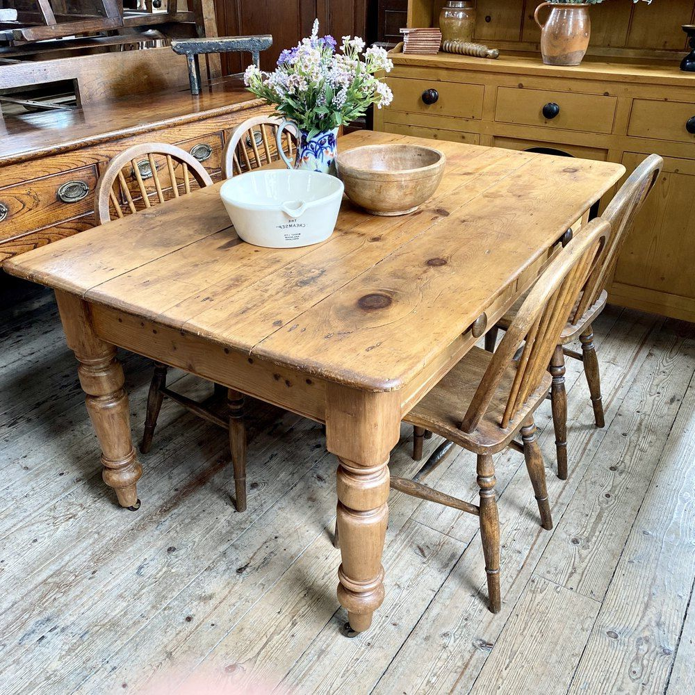 Chunky Victorian Pine Farmhouse Dining Table | Farmhouse Kitchen Tables ... within Timeless beauty how old wood dining room tables tell stories of craftsmanship