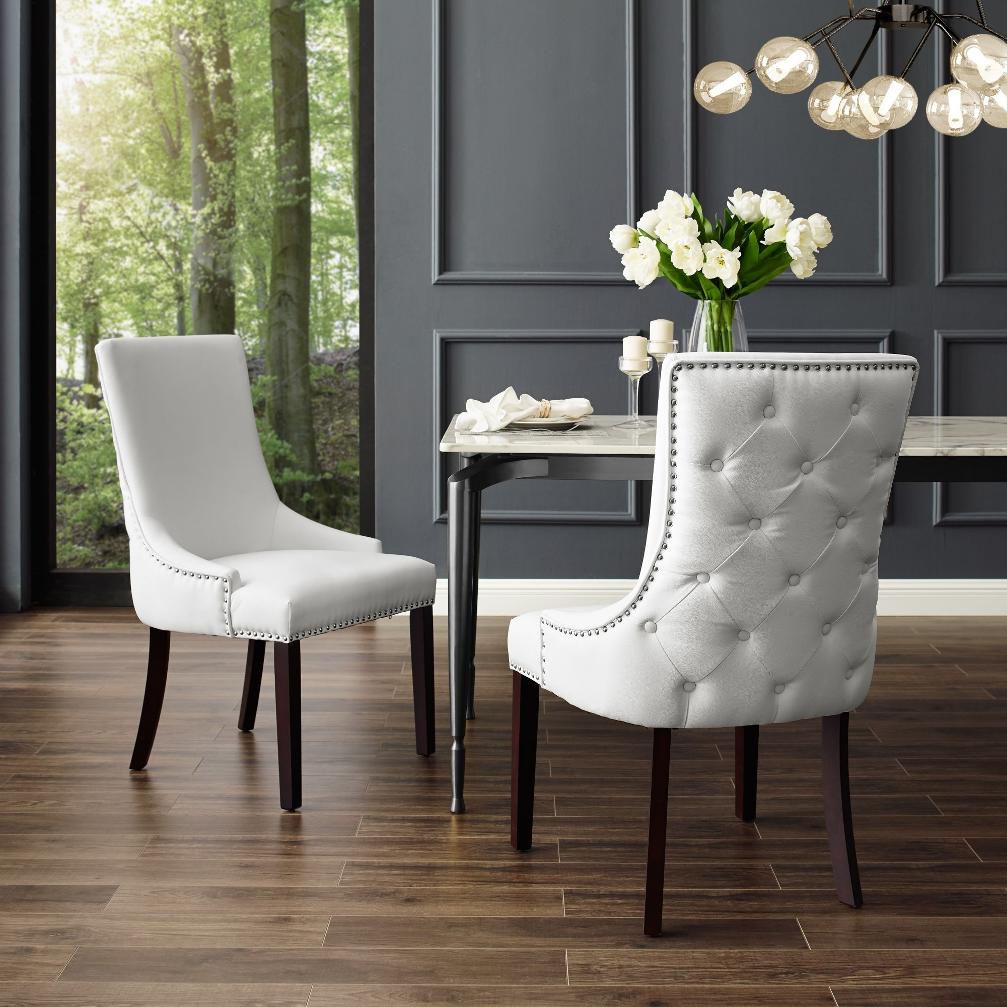 Inspired Home White Pu Leather Dining Chair Button Tufted Armless ... regarding Chair For Dining Room Table