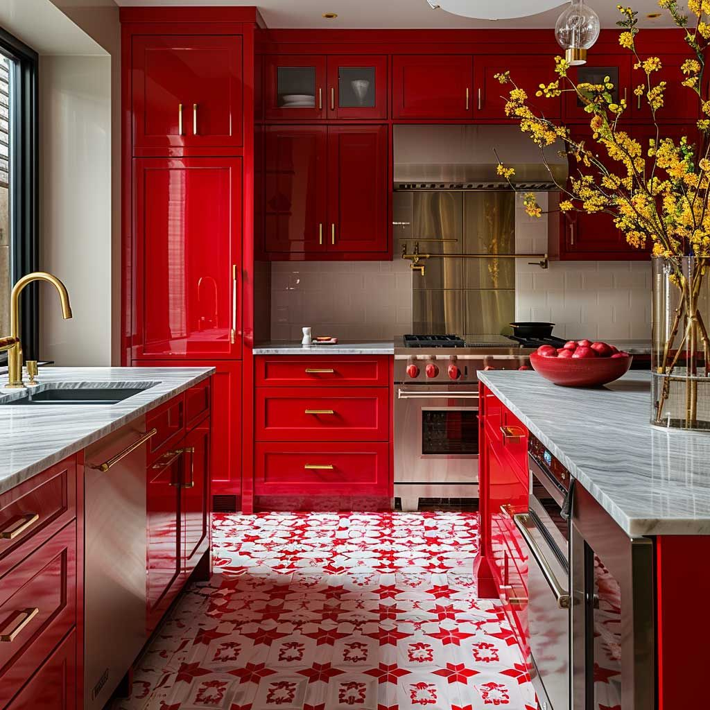 10+ Stunning Studio Kitchen Ideas For A Vibrant Red Makeover • 333+ Art ... pertaining to Kitchen Ideas Red