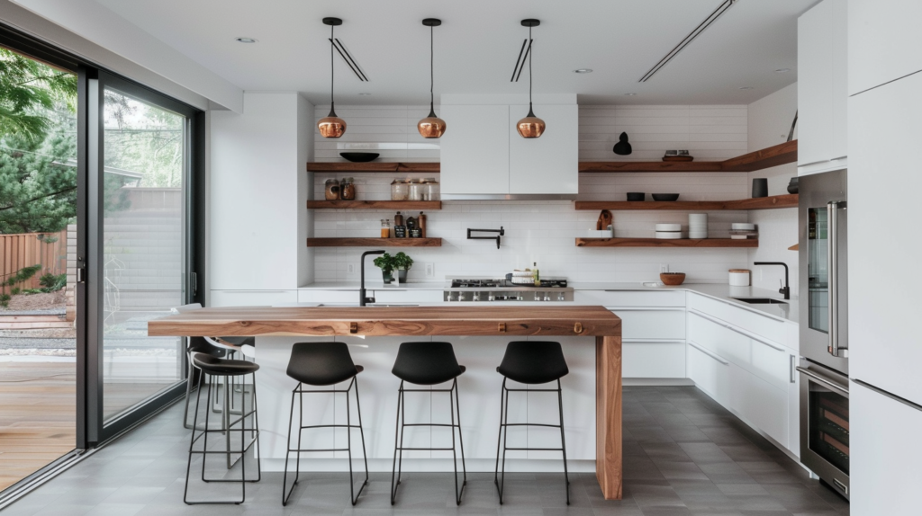 24+ Modern Open Shelves Kitchen Design Ideas &amp;amp; Tips (2024) within Balancing aesthetics and practicality in modern kitchen open shelf configurations