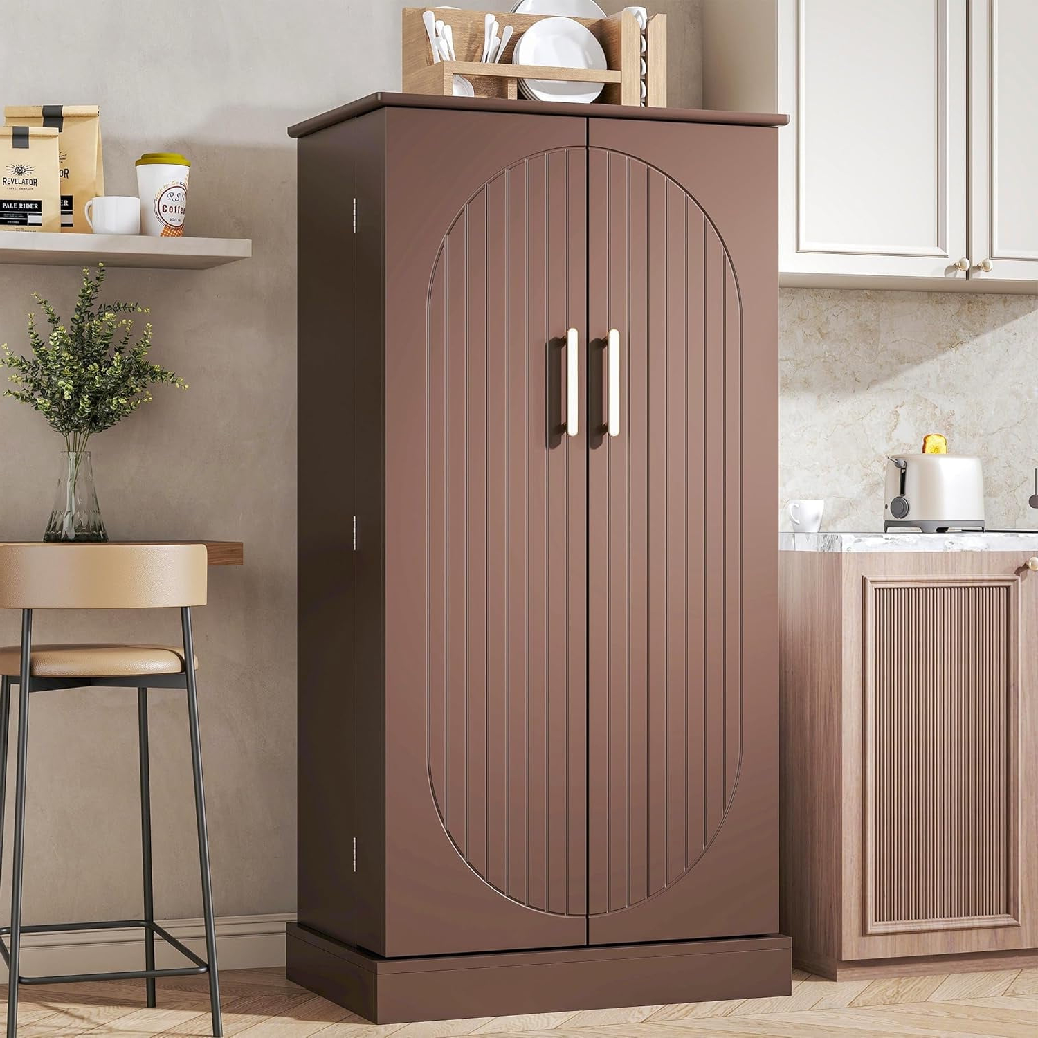 47&amp;quot; Kitchen Pantry Cabinet, Modern Pantry Storage Cabinet With ... intended for Modern Kitchen Storage Cabinet