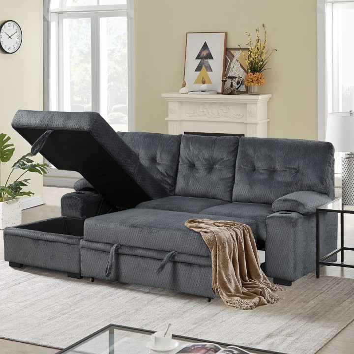 Multifunctional Sofa Bed with Hidden Storage. The Perfect Apartment Furniture