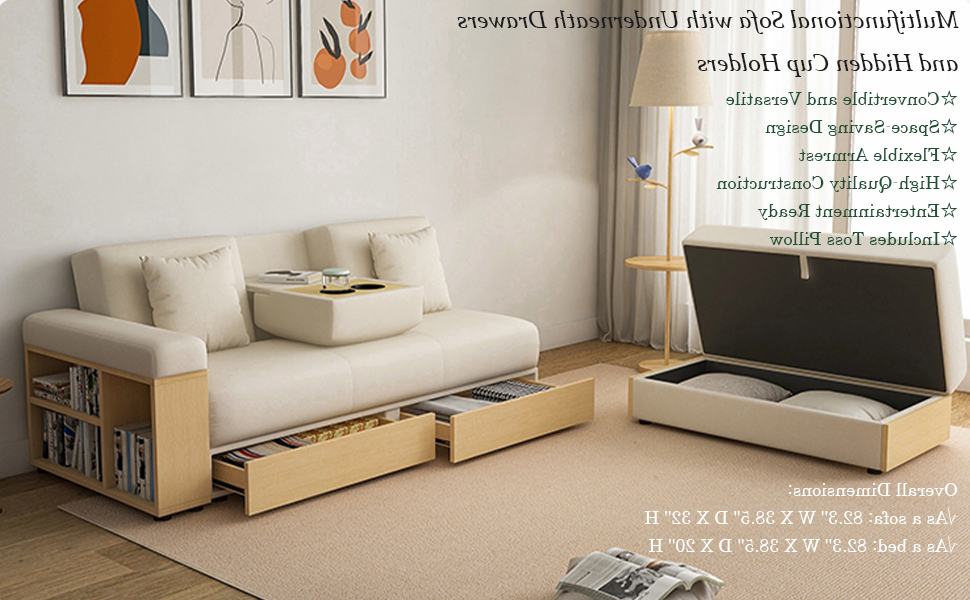 Amazon.com: Asucoora 82.3&amp;#039;&amp;#039; Upholstered Sofa Bed With Storage ... for Maximizing space efficiency in tiny homes with clever sofa bed storage