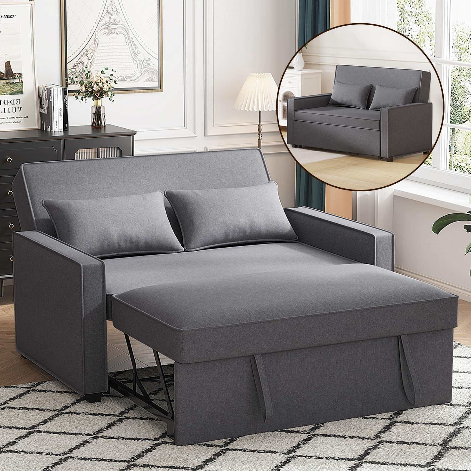 Amazon.com: Furnimart Convertible Sleeper Sofa Bed, 53 Inches 3-In-1 ... throughout Small sofa bed buyers guide navigating the best options available