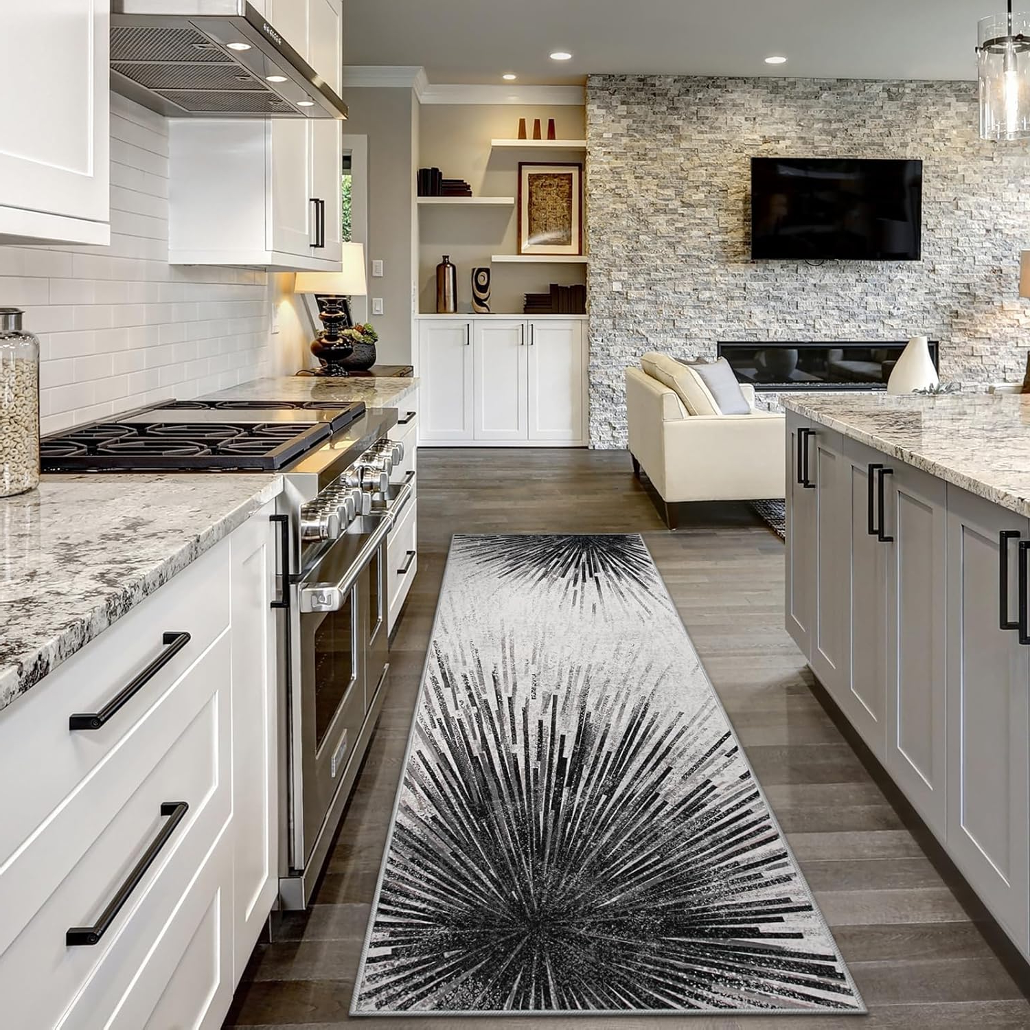 Amazon.com: Lahome Modern Black Hallway Runner Rug - 2.5X8 Washable ... for Modern Kitchen Runner Rug