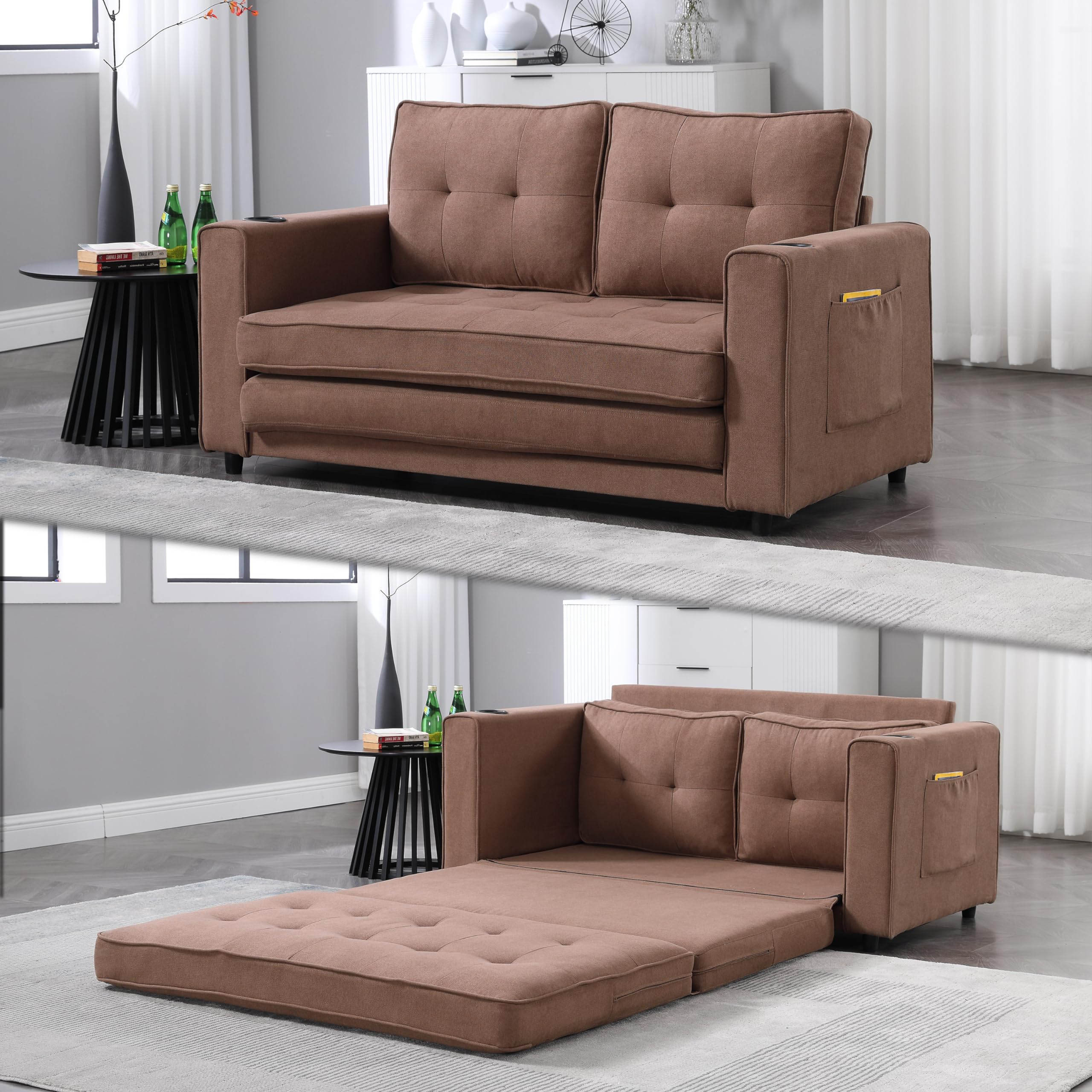 Amazon.com: Merax Folding Sofa Bed With 2 Storage Pockets, Linen ... within Common mistakes to avoid when selecting a sofa bed conversion piece