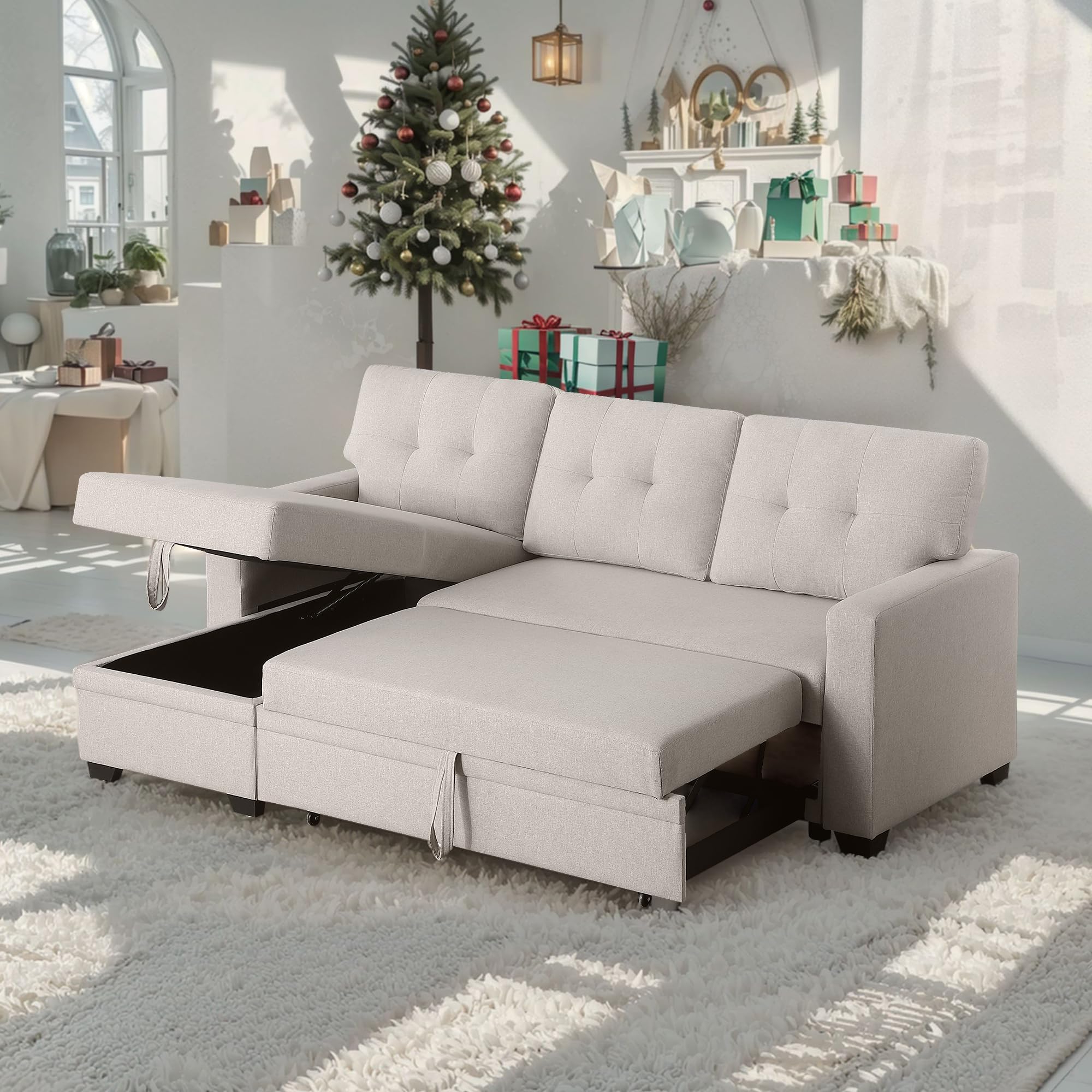 Amazon.com: Yehha L-Shape Sectional Sleeper Sofa, Modern Convertible ... for Sofa Bed Ideas For Small Spaces With Storage