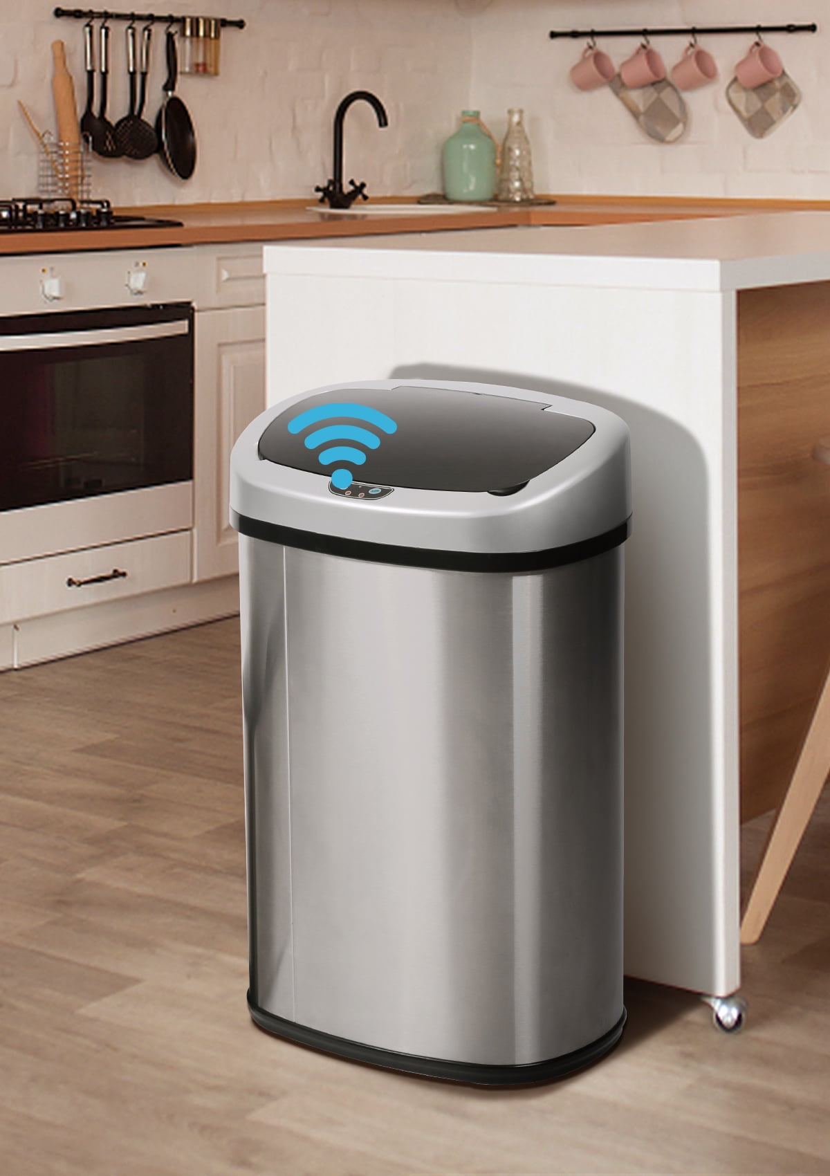 Cl.hpahkl 13 Gallon Stainless Steel Automatic Trash Can, Infrared ... regarding Modern Kitchen Garbage Can