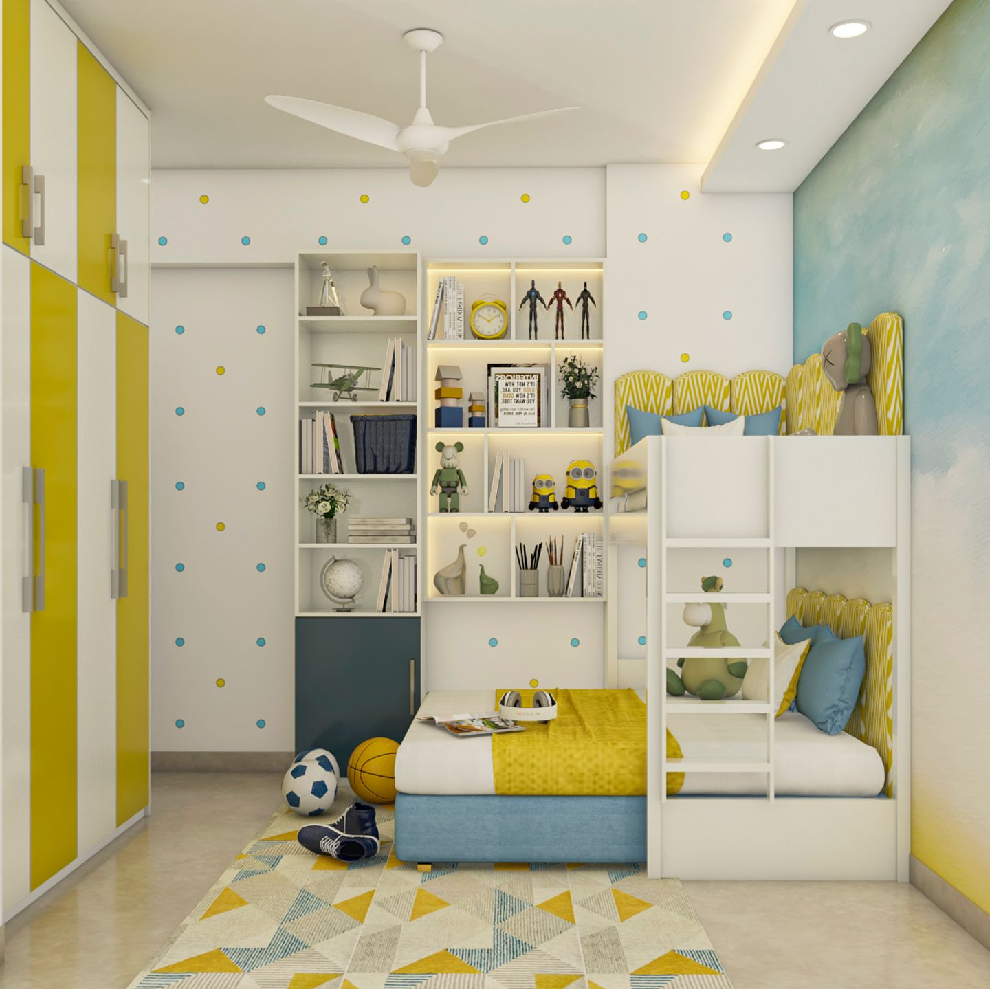 Contemporary Kids Bedroom Design With Storage Unit | Livspace in Childrens Bedroom Design Ideas
