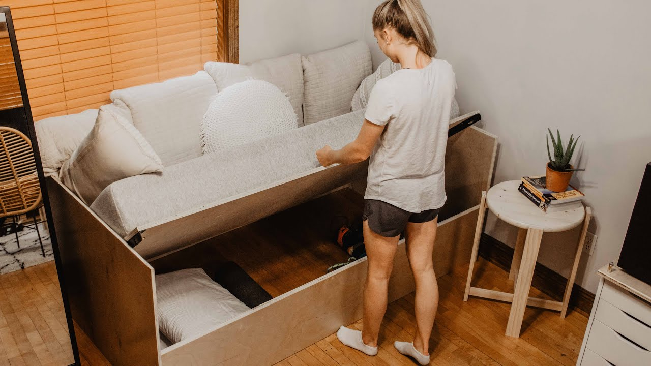 Diy Sofa Bed With Storage You throughout Making the most of your sleeper sofa easy to assemble with these smart hacks
