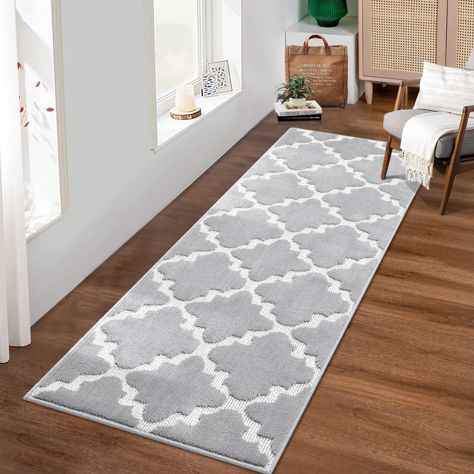Glowsol 2&amp;#039; X 8&amp;#039; Modern Kitchen Runner Rug Shag Rug Geometric Diamond ... in Modern Kitchen Runner Rug