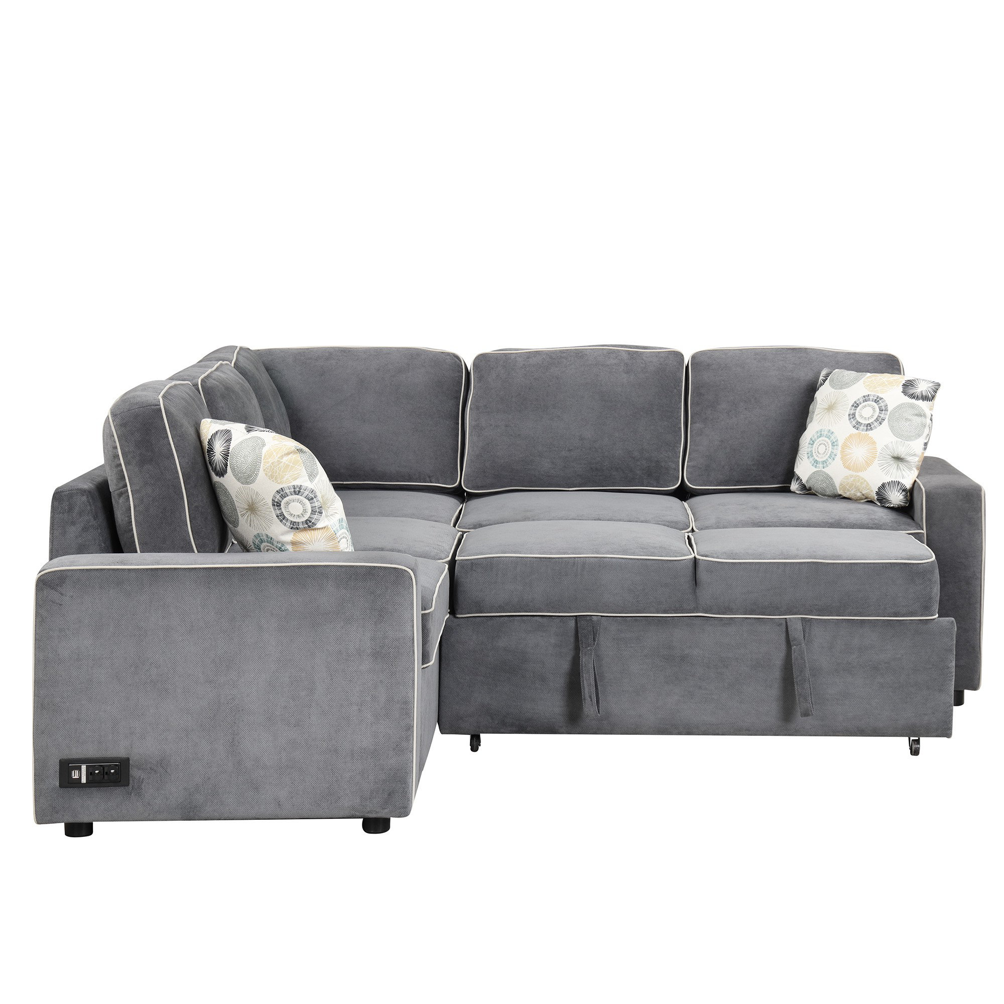 Hokku Designs Modern Minimalist Sofa Bed Convertible Sofa With Usb Port ... within Minimalist Sofa Bed With Storage