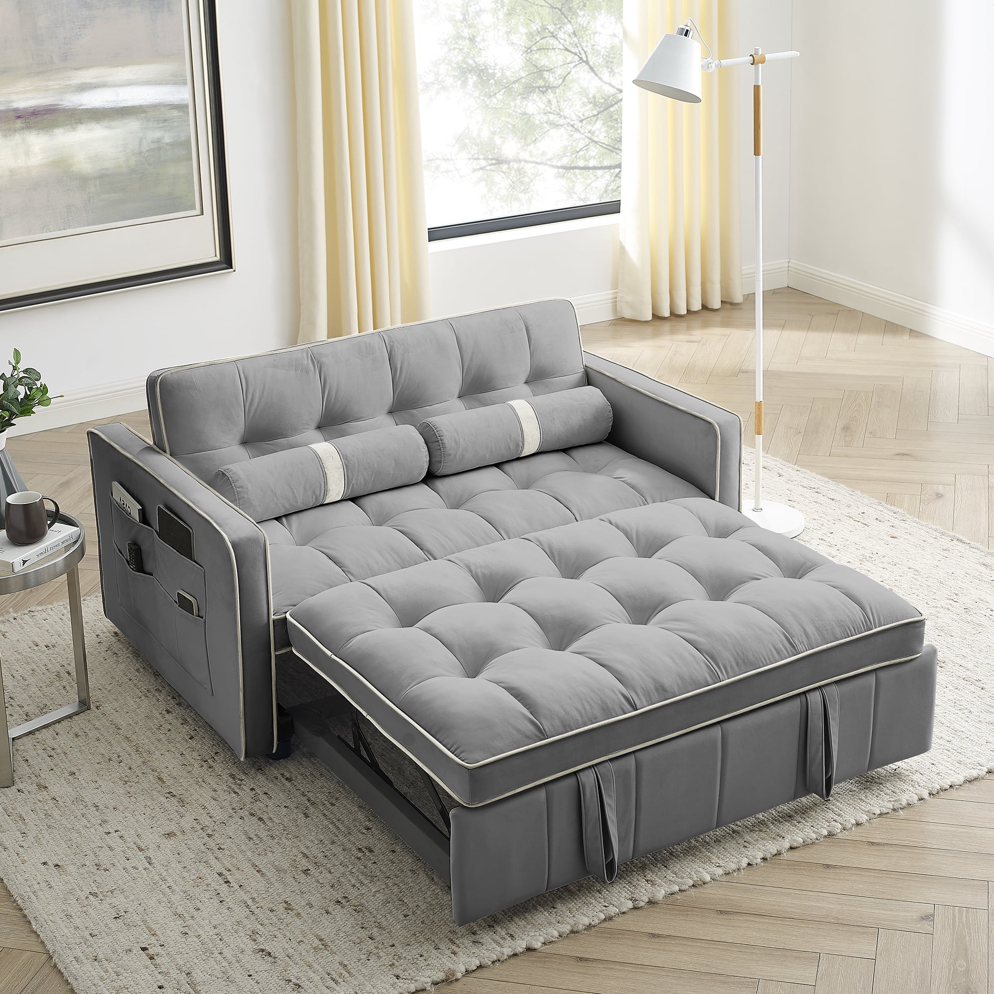 &amp;quot;Holaki Modern Convertible Loveseat Sleeper Sofa Bed, 55.5&amp;quot;&amp;quot;, With Side ... regarding Sofa Bed Easy To Get Upstairs