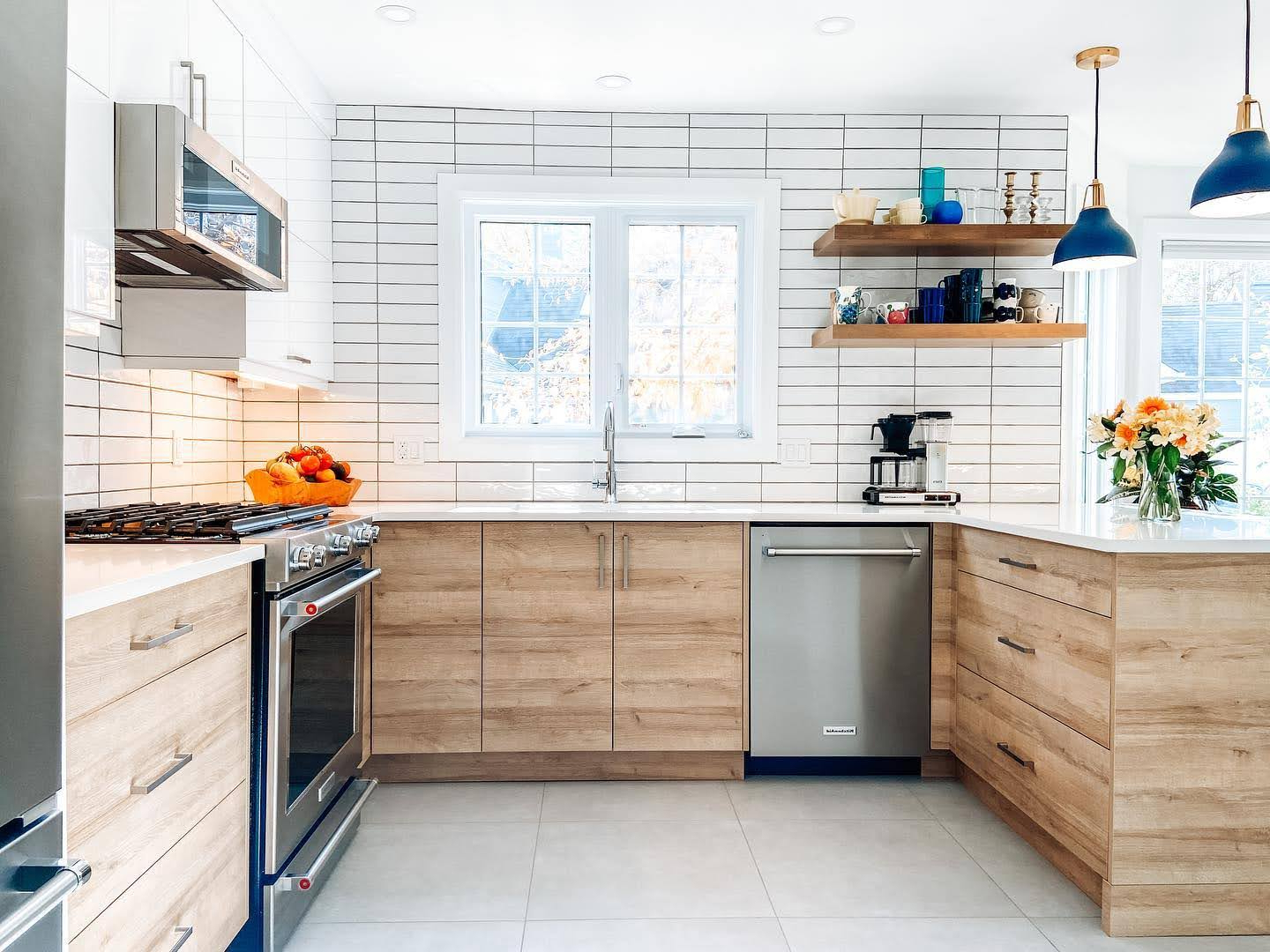 Timeless kitchen appeal of light wood cabinet installations