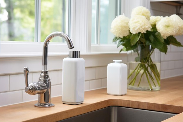 Premium Photo | Soap Dispenser In Modern Kitchen Interior Ai Generated for Modern Kitchen Soap Dispenser