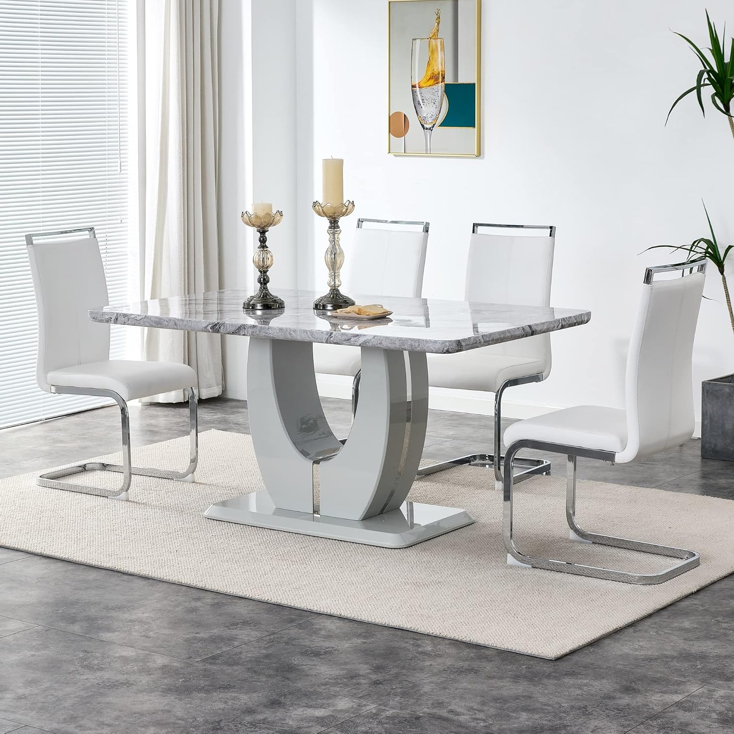Pvillez Dining Table Set For 4 - Modern Kitchen Table And Chairs For 4 ... with regard to Modern Kitchen Table And Chairs