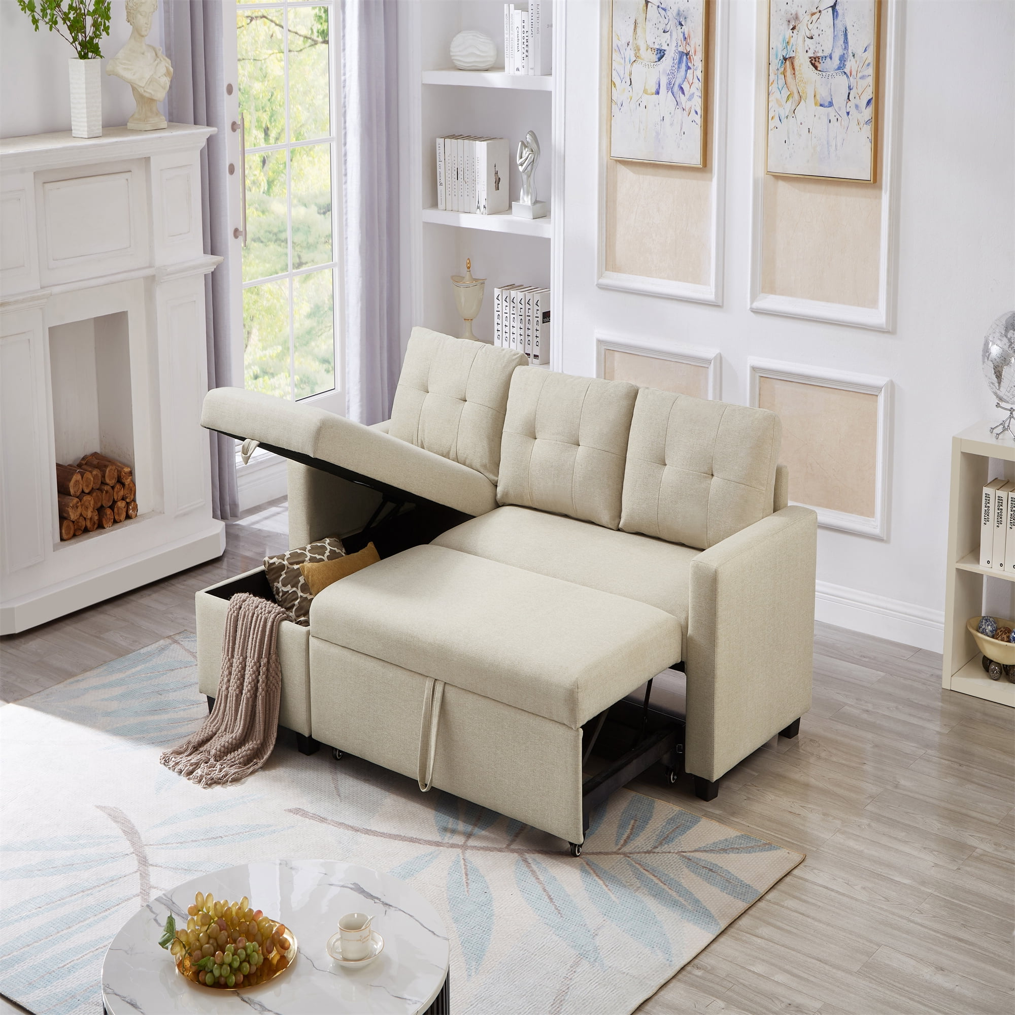 Sofa Bed,4-In-1 L Shaped Sofa Bed, 81.5&amp;quot; Sleeper Sofa Couch With ... inside Understanding the versatility of compact sleeper sofa with chaise in modern living