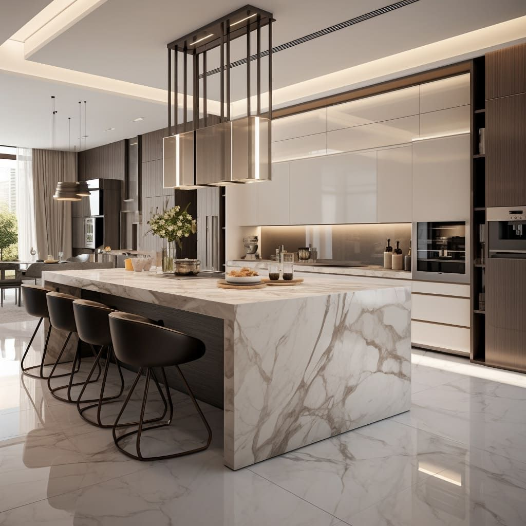 This Home’s Kitchen Boasts A Contemporary Island, Creating A Stylish ... for Modern Kitchen With Island
